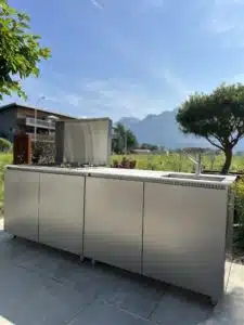 cuisine exterieure inox lineaire en jardin 3