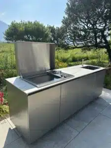 cuisine exterieure inox lineaire en jardin 5