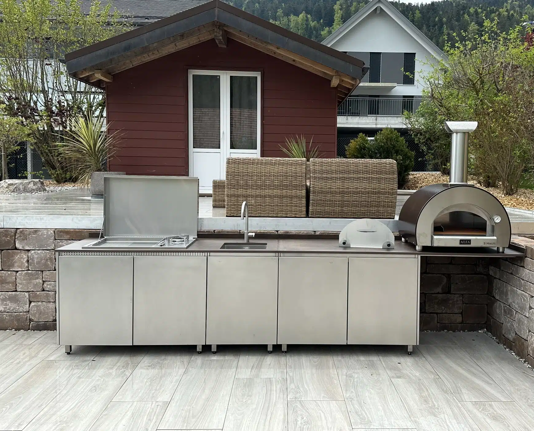 cuisine exterieure lineaire inox avec plancha 4